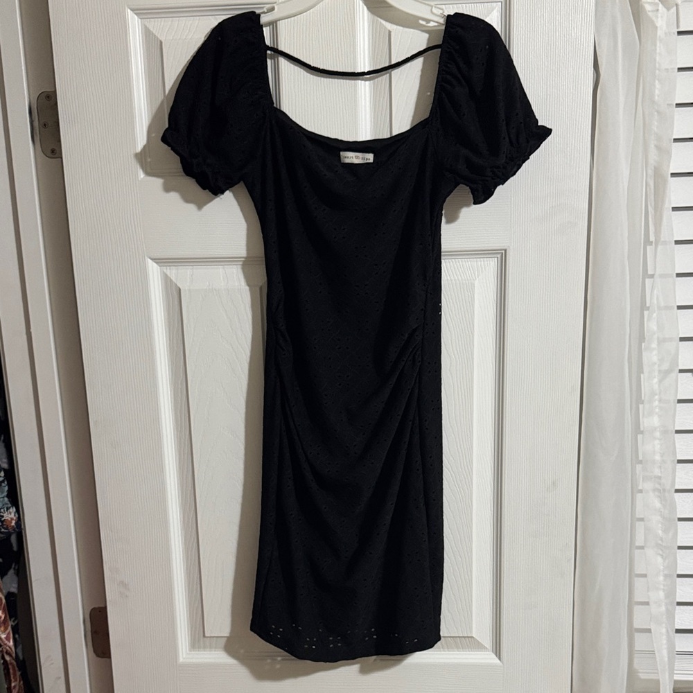 Heart Hips Black Puff Sleeve Mini Dress